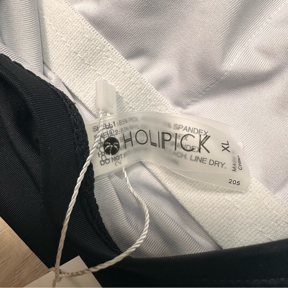 NWT Holipick Strapless Bandeau Black And White‎ Size XL Ruching Swimsuit Ruching - Picture 5 of 9